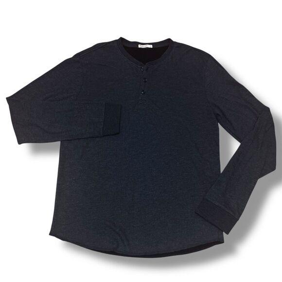 Marine Layer Henley Shirt M Gray Long Sleeve - Picture 2 of 7